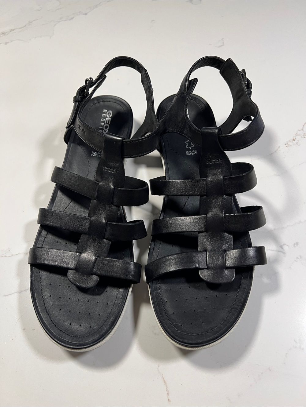 Geox Women’s Black Leather Strappy Sandals